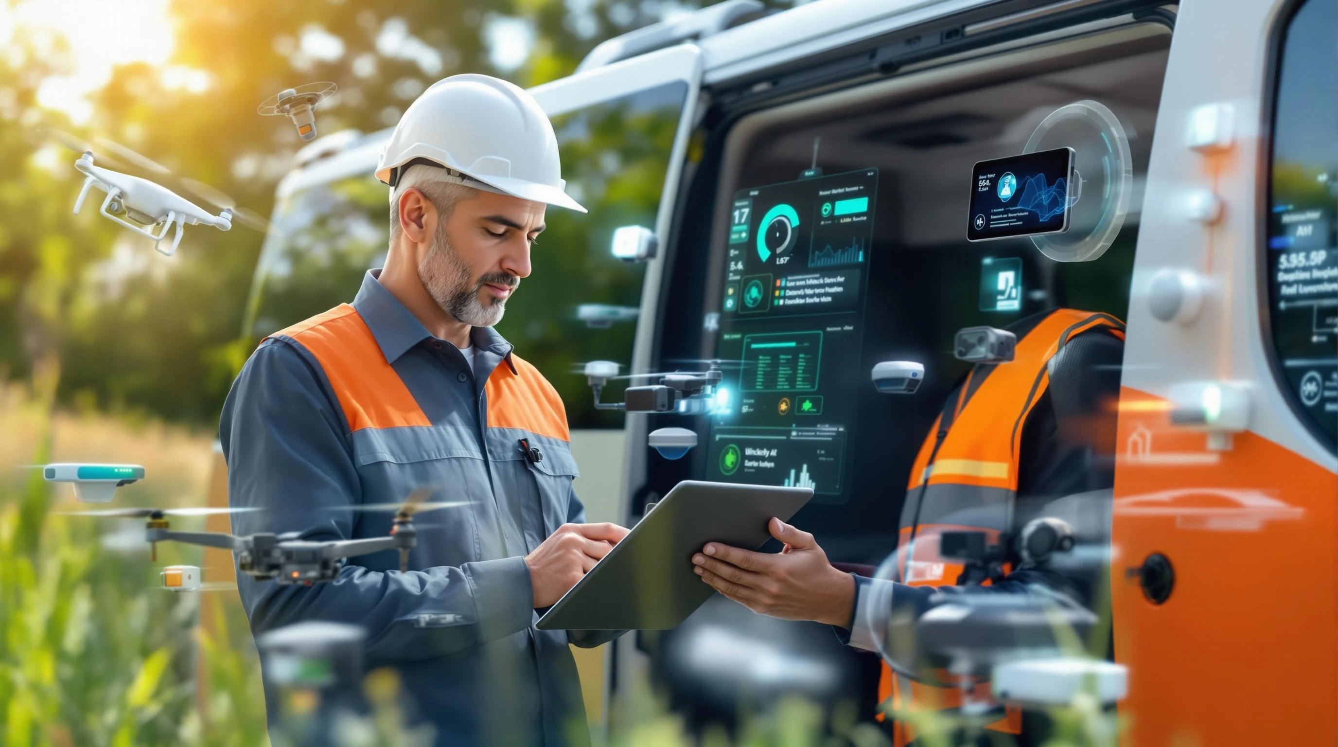 HVAC technician using diagnostic equipment